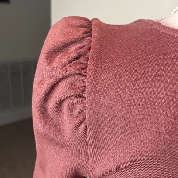 Express Mauve V Neck Ruched Knit Dress. XS - Picture 6 of 10